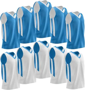 10-Pack Men's Reversible Custom Basketball Jerseys, Plain Mesh Athletic Sleeveless Shirts Blank Team Uniforms Set