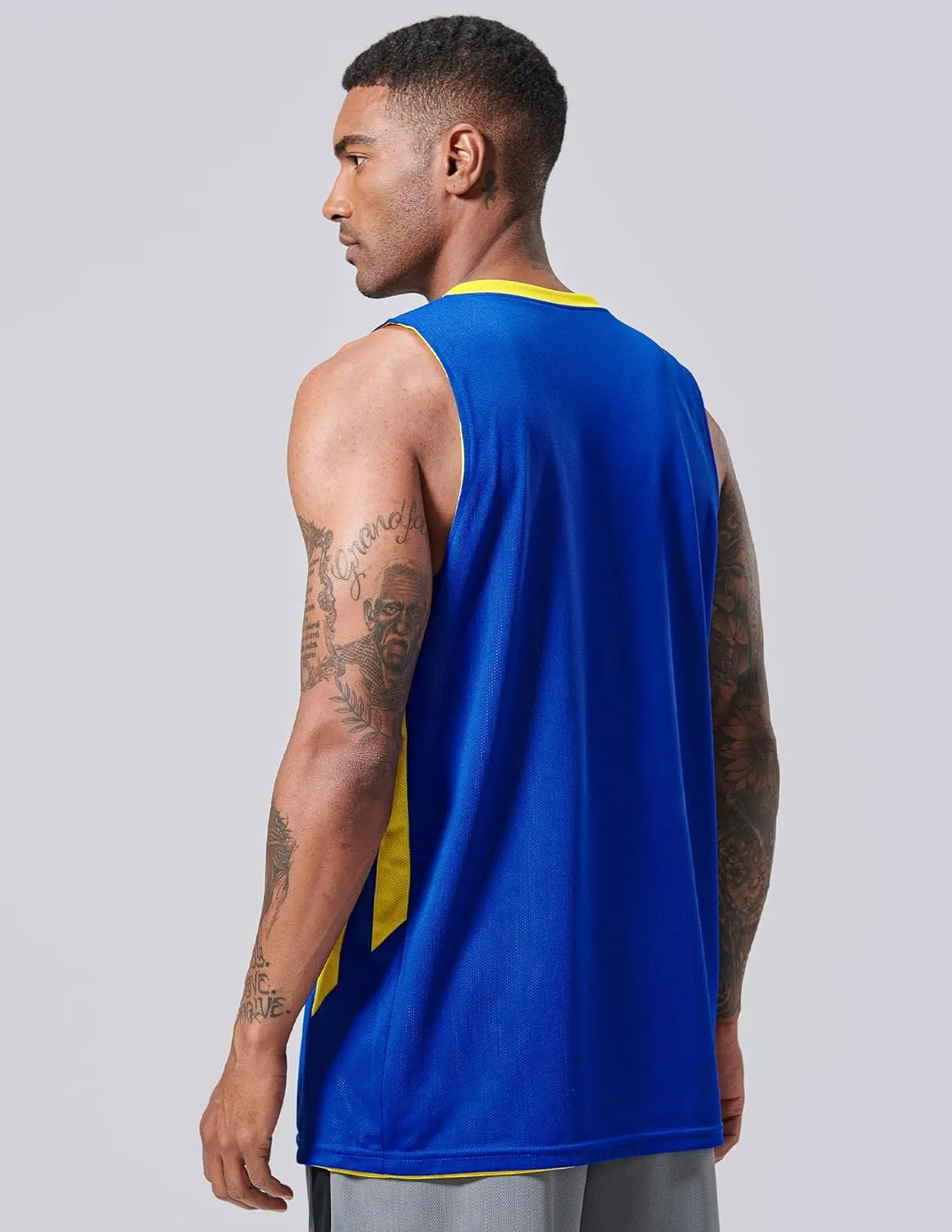 10-Pack Men's Reversible Custom Basketball Jerseys, Plain Mesh Athletic Sleeveless Shirts Blank Team Uniforms Set
