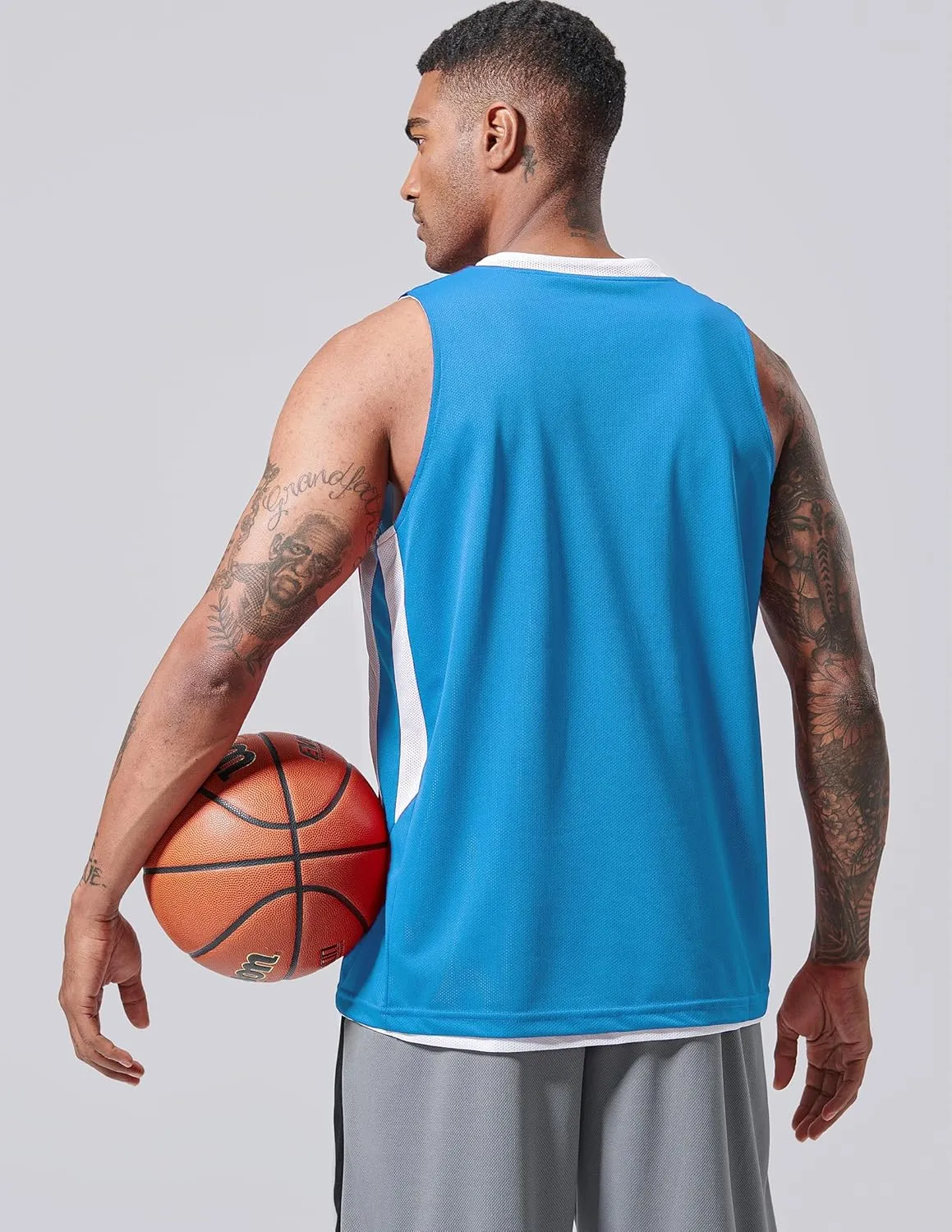 10-Pack Men's Reversible Custom Basketball Jerseys, Plain Mesh Athletic Sleeveless Shirts Blank Team Uniforms Set