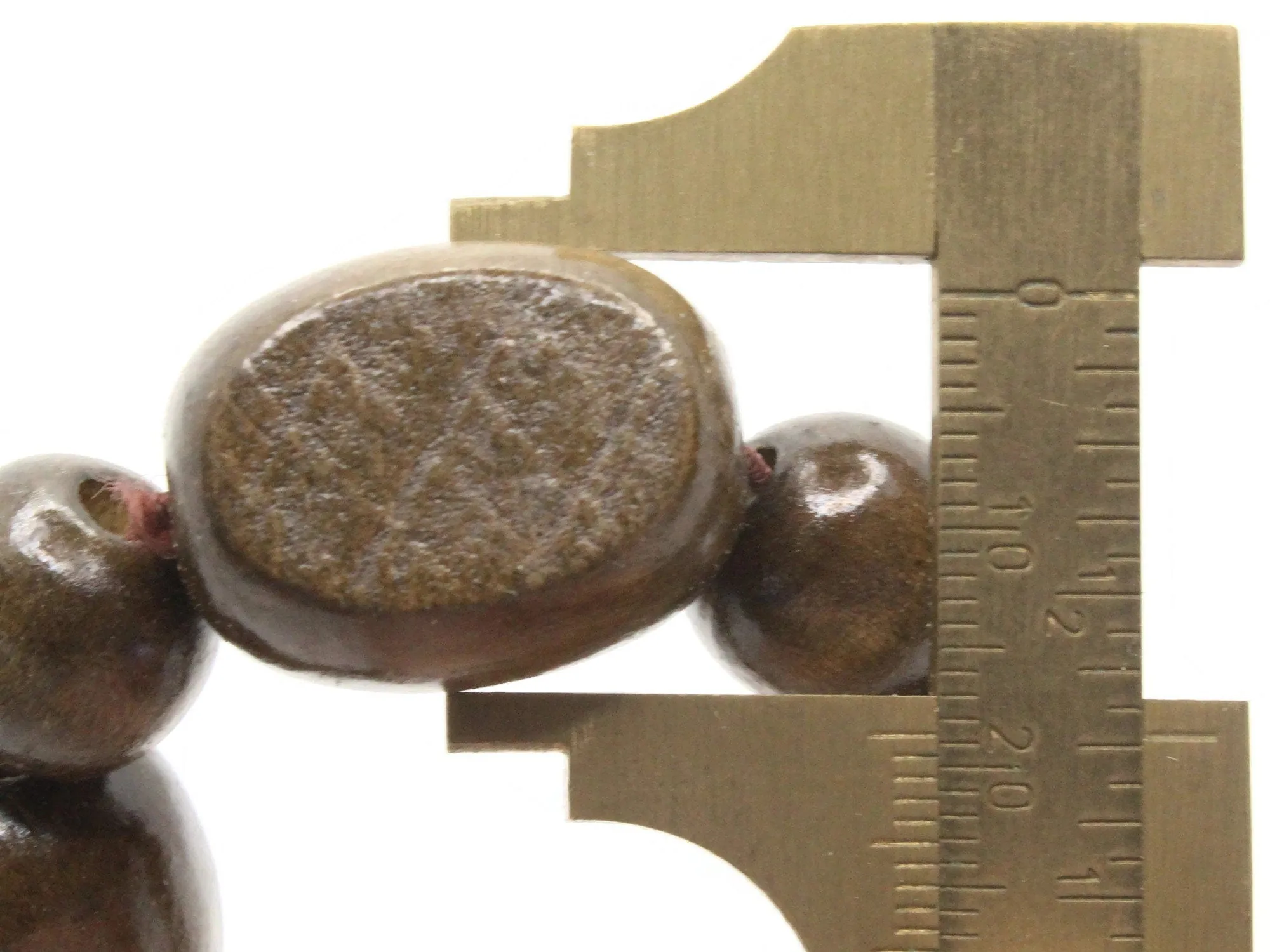12 Brown Wooden Mixed Flat oval and Round Beads