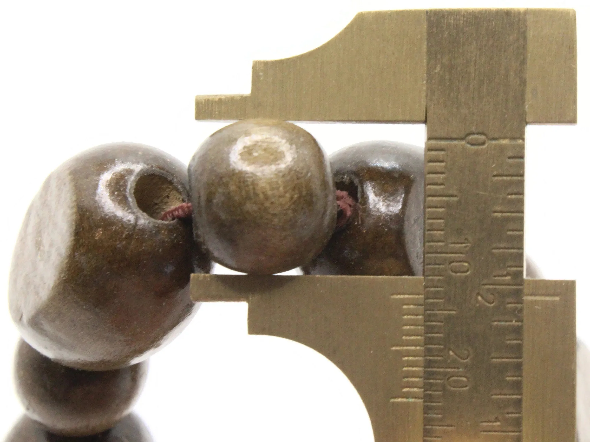 12 Brown Wooden Mixed Flat oval and Round Beads