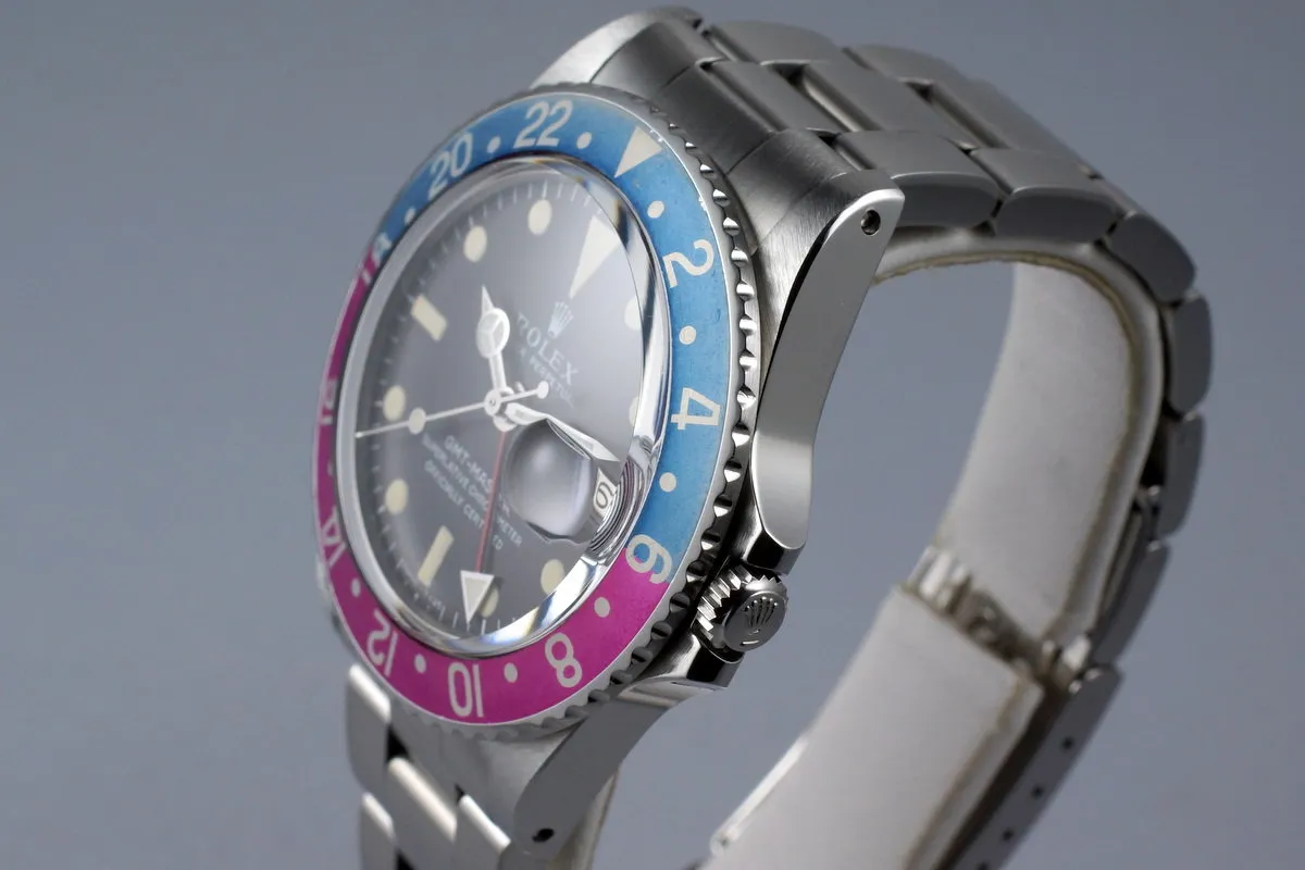 1968 Rolex GMT 1675 Brown Mark I Dial with Fuchsia Insert