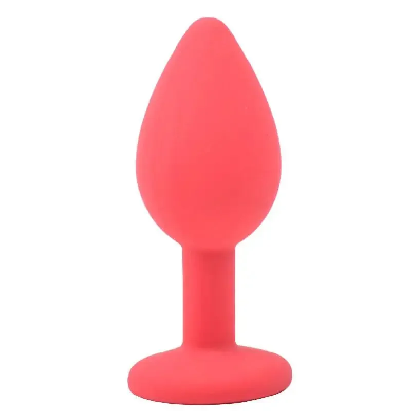 2.8-inch Silicone Red Small Jewelled Butt Plug with Diamond Base