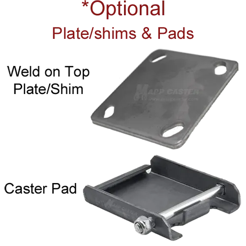8" x 2" Polyurthane on Iron Wheel Rigid Brake Caster - 1,250 Lbs Capacity