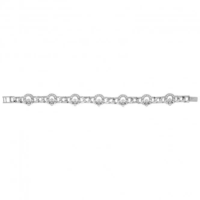 Acotis Silver Claddagh with Zirconia Stones Bracelet G2098