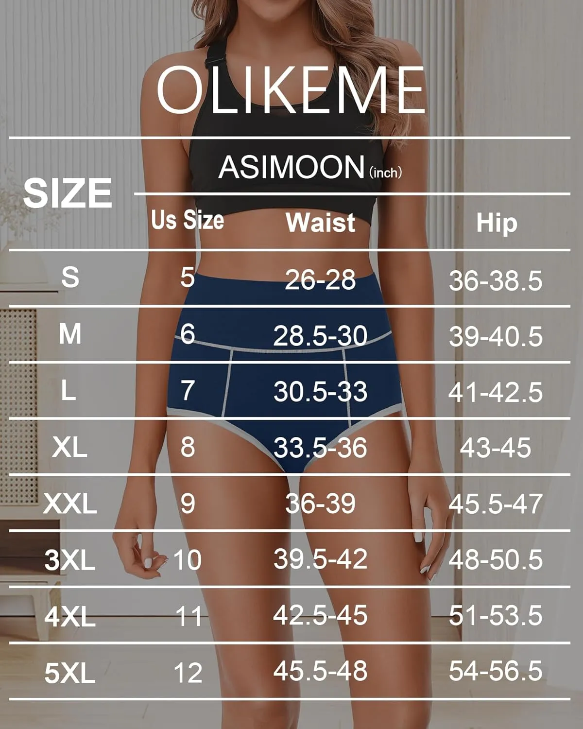 ASIMOON High Waisted Cotton Underwear for Women Plus Size Slight Tummy Control Full Coverage Panties Briefs Ladies Pack