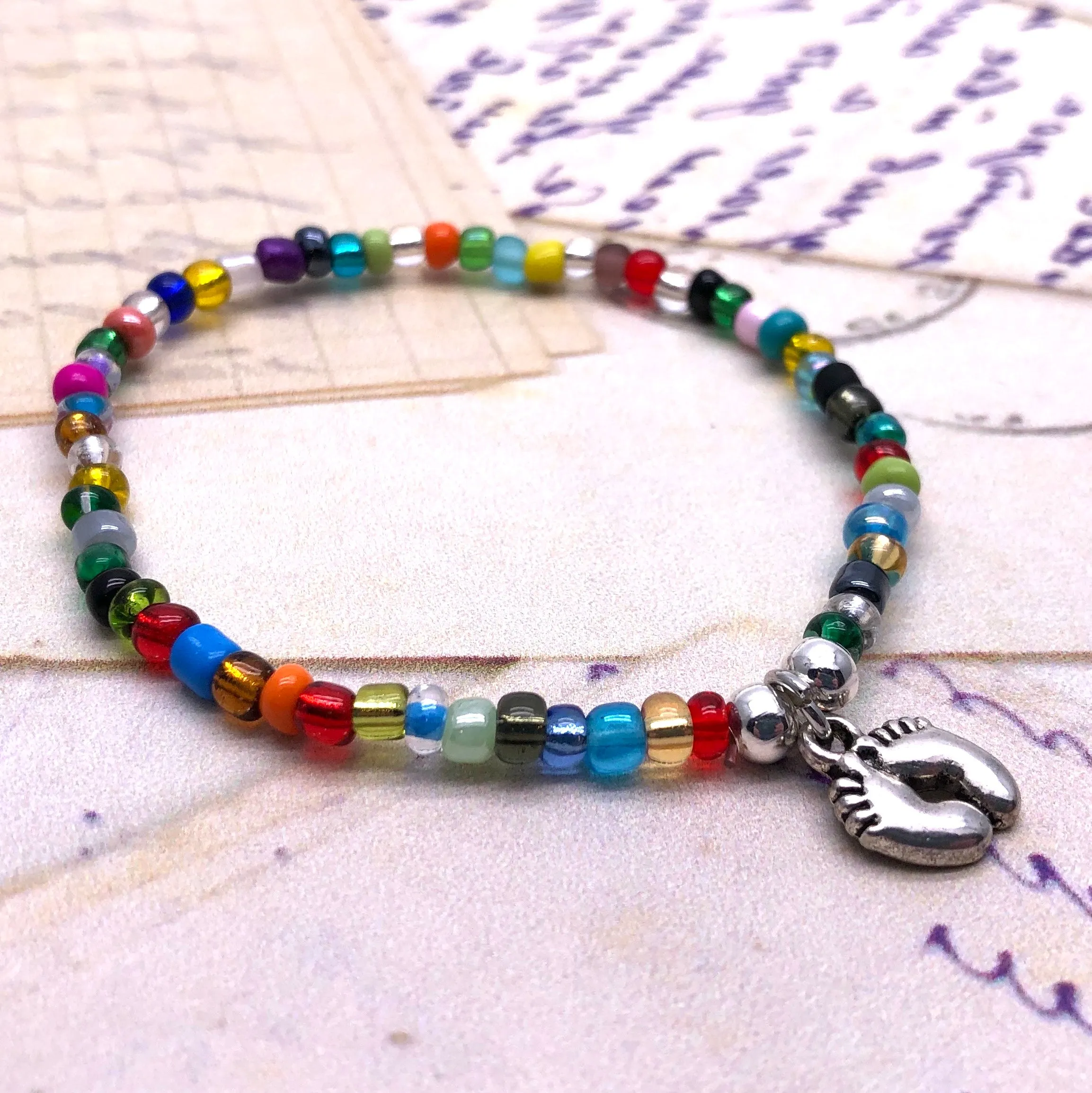 Baby Feet Charm Bracelet - Colour Choice