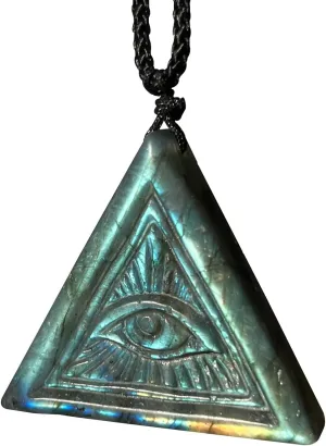 BAOHEN Labradorite Necklace Pendant Devil's Eye Adjustable Length, Jewelry DIY, Office Desk Decor, Living Room Decor, Prayer Meditation Prop, Good Luck Birthday Gifts for Men,Women