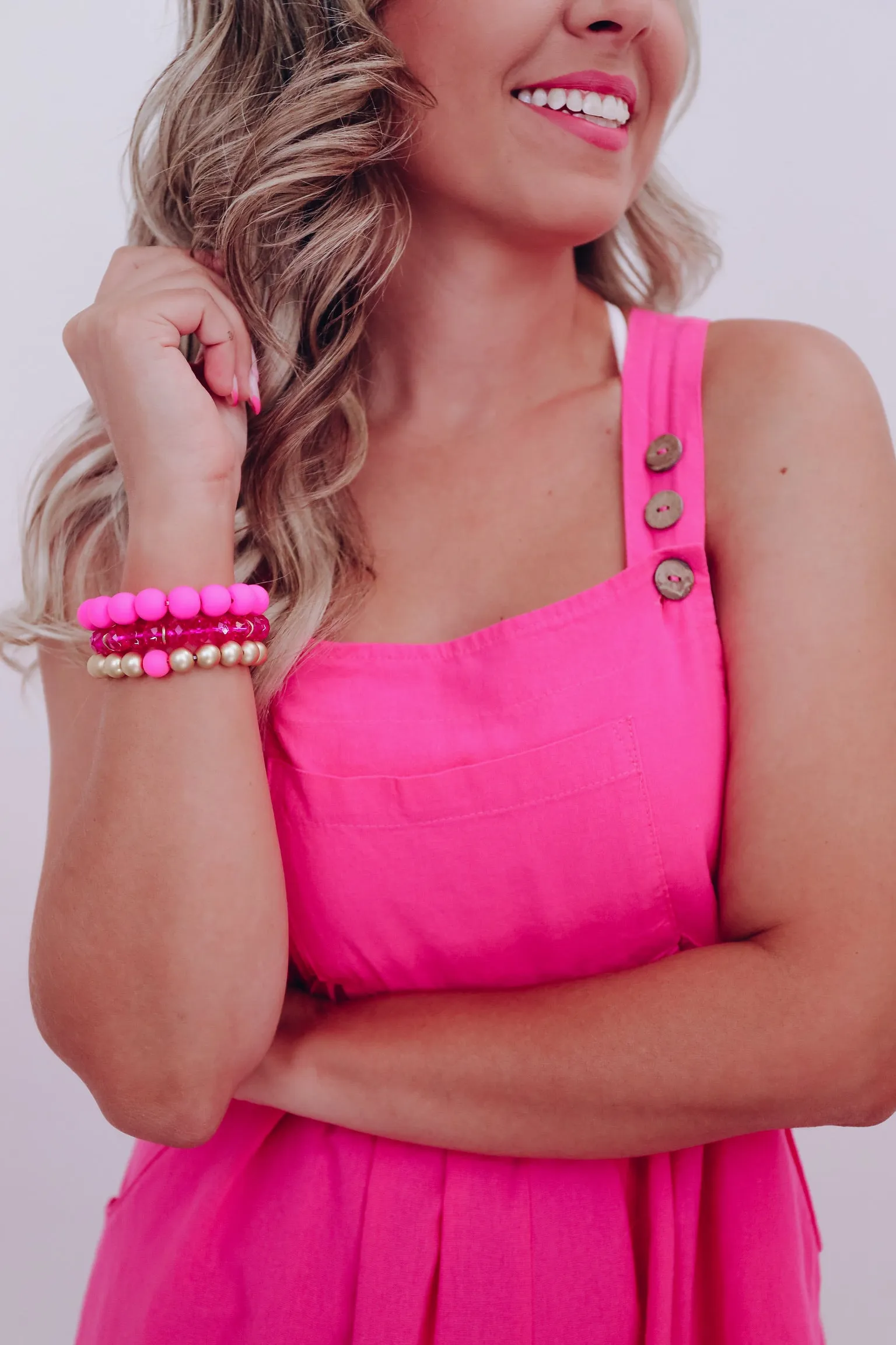 Baubles And Bubbles Beaded Bracelet Set - Pink