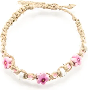 BlueRica Hemp Anklet with Fimo Flowers