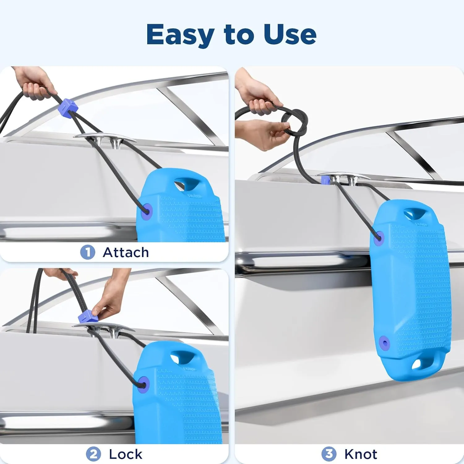 Boat Fenders, Boat Bumpers for Docking, EVA Pontoon Bumpers with Integrated Locking Rope, Fit for Bass, Ski, Bowriders and Fishing Boats