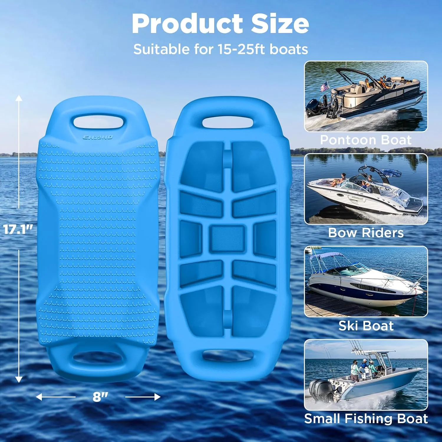 Boat Fenders, Boat Bumpers for Docking, EVA Pontoon Bumpers with Integrated Locking Rope, Fit for Bass, Ski, Bowriders and Fishing Boats