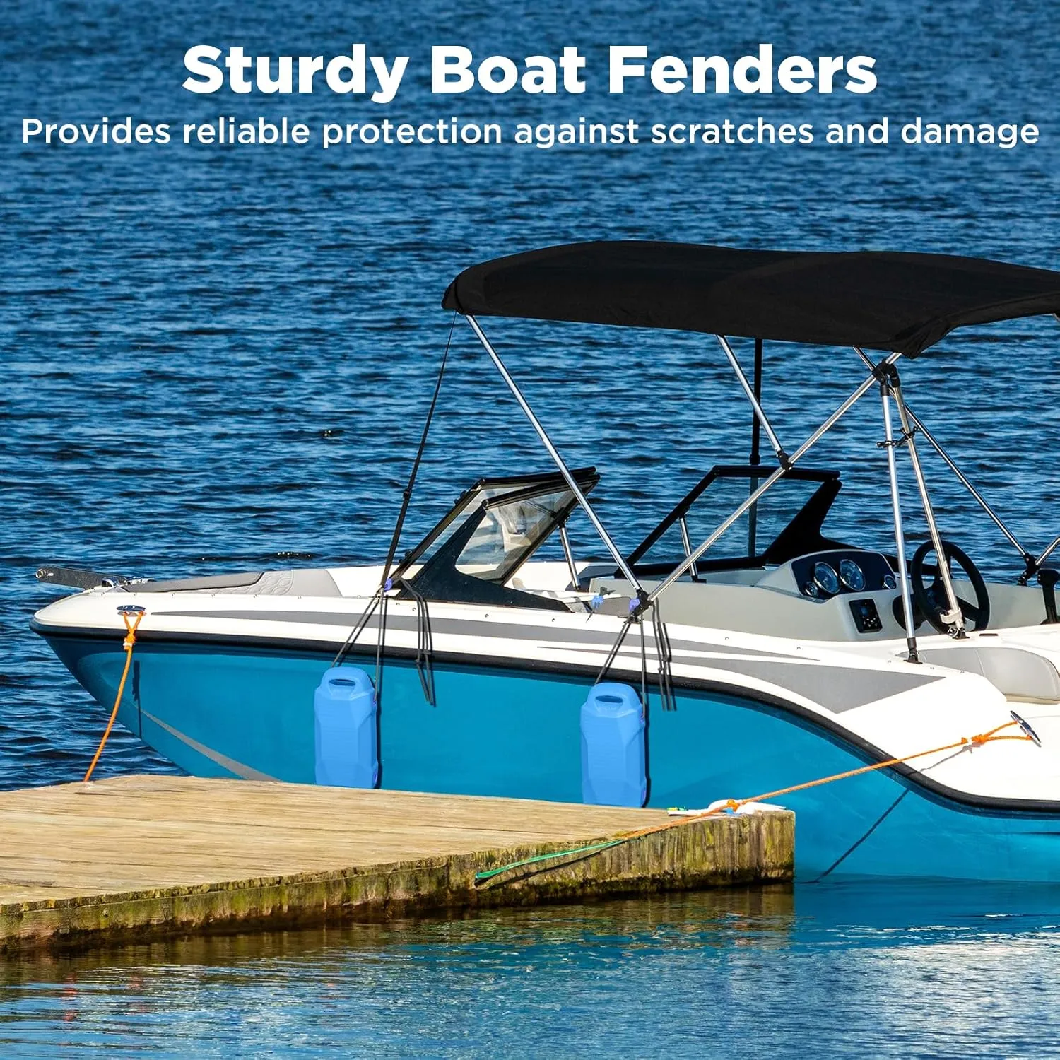 Boat Fenders, Boat Bumpers for Docking, EVA Pontoon Bumpers with Integrated Locking Rope, Fit for Bass, Ski, Bowriders and Fishing Boats