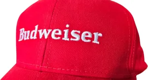 Budweiser Elite 6 Panel Baseball Hat - Officially Licensed Stitched Logo Red