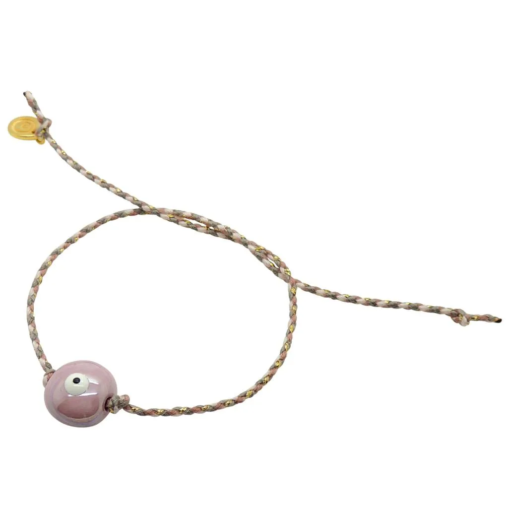 Ceramic Evil Eye Bubble Charm Multicolour Braid Cord Bracelet