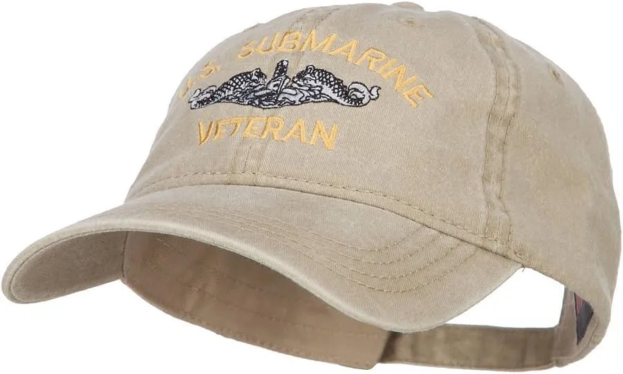 e4Hats.com US Submarine Veteran Military Embroidered Washed Cap