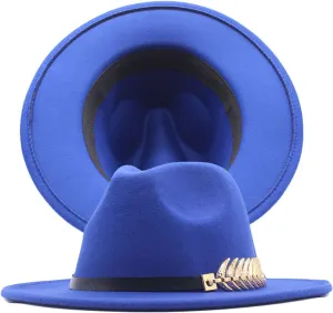 Fedora Buckle Wool Belt Panama Hat Hat Womens Wide Floppy Classic Baseball Caps Hard Hat Patch (Blue, One Size)