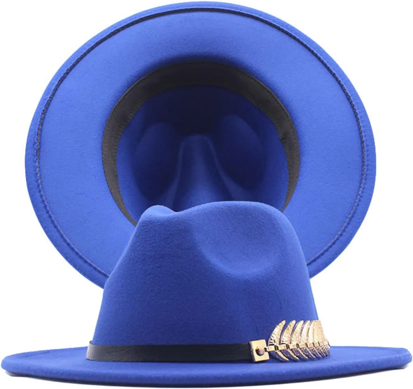 Fedora Buckle Wool Belt Panama Hat Hat Womens Wide Floppy Classic Baseball Caps Hard Hat Patch (Blue, One Size)