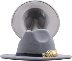 Fedora Buckle Wool Belt Panama Hat Hat Womens Wide Floppy Classic Baseball Caps Hard Hat Patch (Grey, One Size)