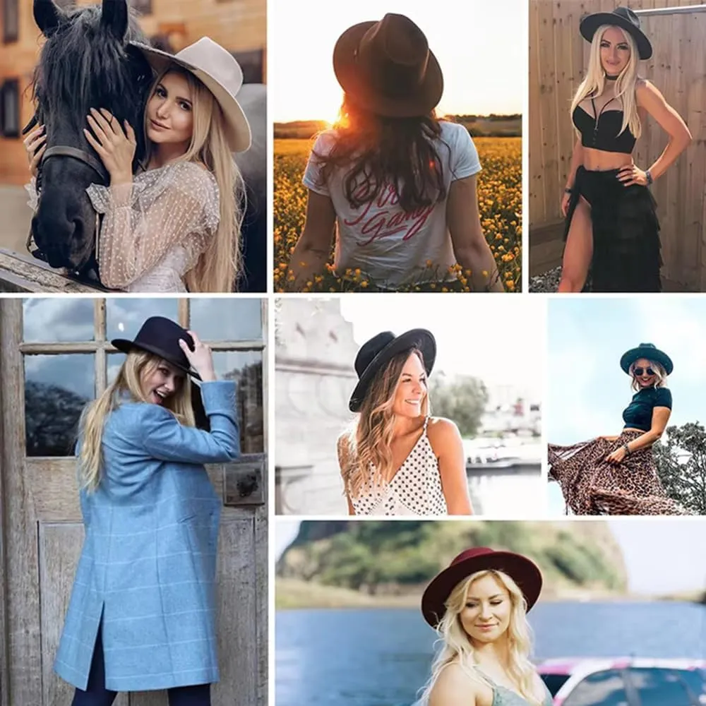 Fedora Hat for Women Men Wide Brim Panama Hats Jazz Cap Trendy Formal Wedding Masquerade Party Decoration