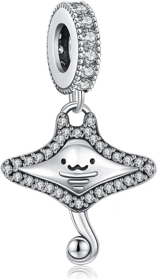 KEQ Beach Charms Shell and starfish Mermaid Dangle Charms for Bracelets Fit Pandora Ocean Bracelets-925 Sterling Silver Tropical Marine Life Charm Hawaii Vacation Summer Travel