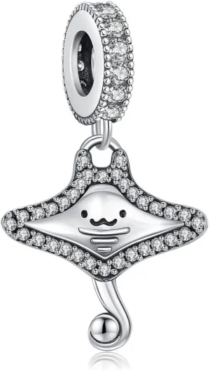 KEQ Beach Charms Shell and starfish Mermaid Dangle Charms for Bracelets Fit Pandora Ocean Bracelets-925 Sterling Silver Tropical Marine Life Charm Hawaii Vacation Summer Travel