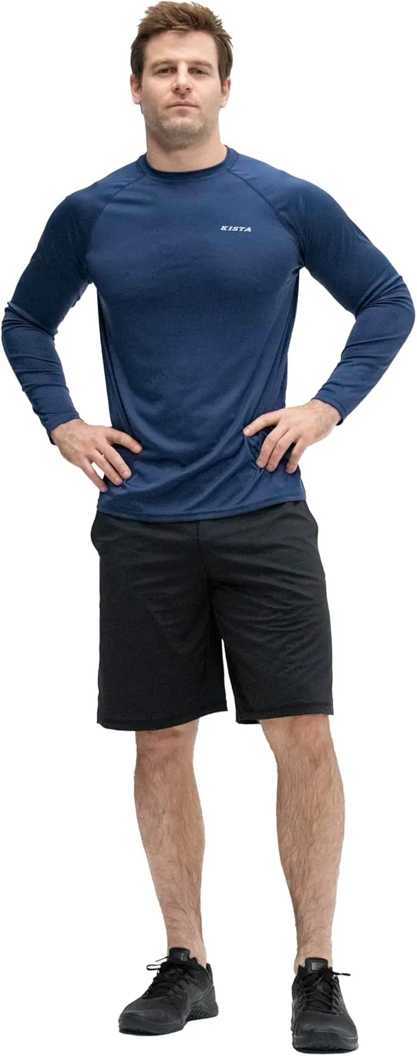 KISTA 2 Pack Men's Long Sleeve Quick Dry Shirts UPF 50  Garage Garden Fishing Running Lightweight Homewear
