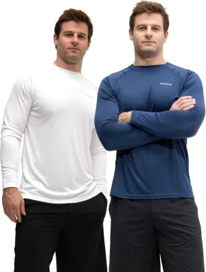 KISTA 2 Pack Men's Long Sleeve Quick Dry Shirts UPF 50  Garage Garden Fishing Running Lightweight Homewear