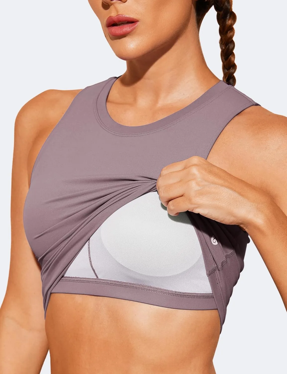 Natural Feelings Nudi Sports Bras for Women Removable Padded Yoga Tank Tops Sleeveless Fitness Workout Crop Tops