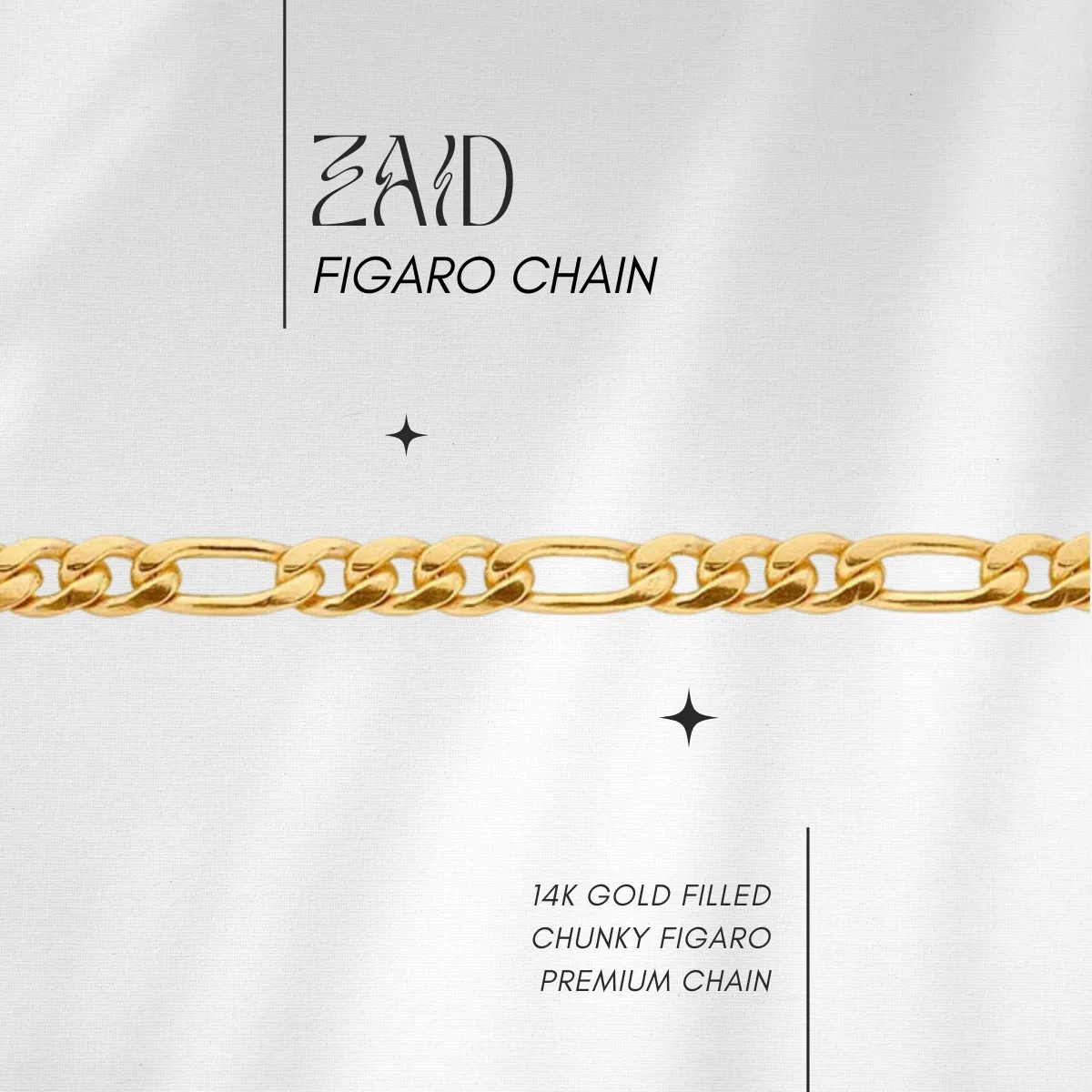 NEW Zaid Premium Figaro Chain in 14k Gold Filled // RESERVATION  for IN-PERSON Permanent Jewelry (Copy) (Copy)