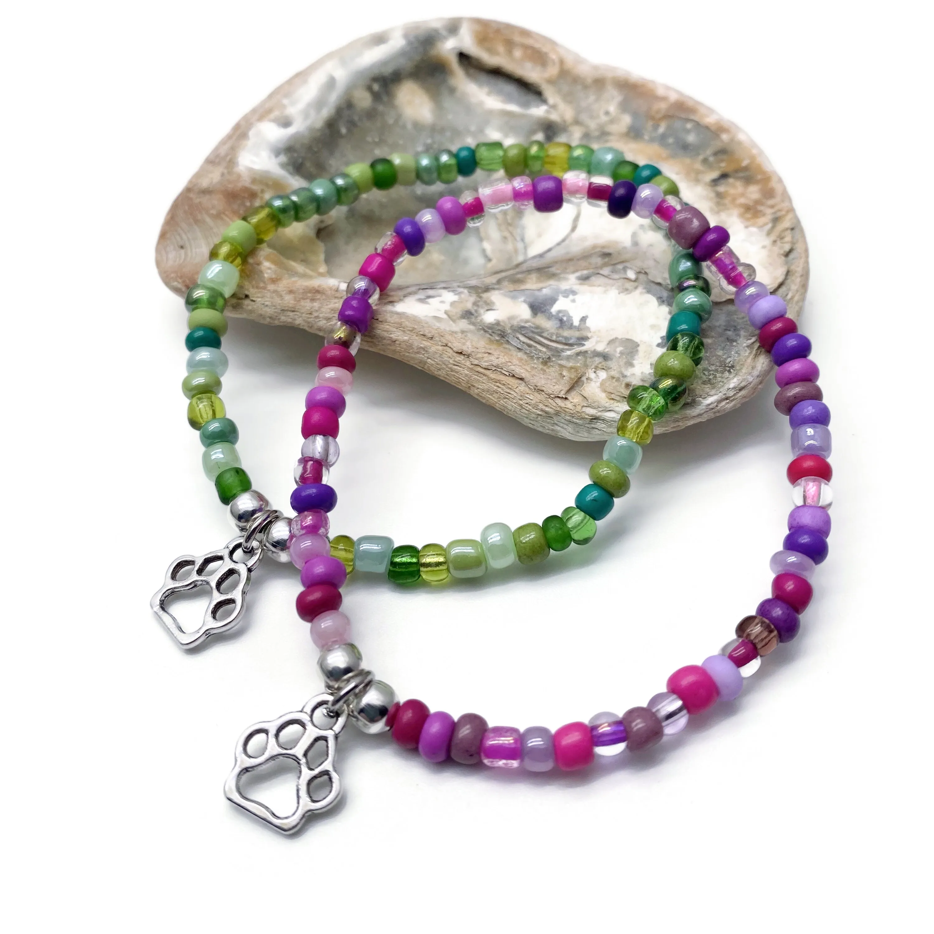 Paw Print Charm Bracelet - Colour Choice