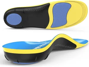 Plantar Fasciitis Insoles - High Arch Support Inserts, Gel Cushion, Relief for Flat Feet - 220  lbs Orthotics Insoles Ideal for Work Boots (Blue, Men 9-10.5 | Women 10-11.5)