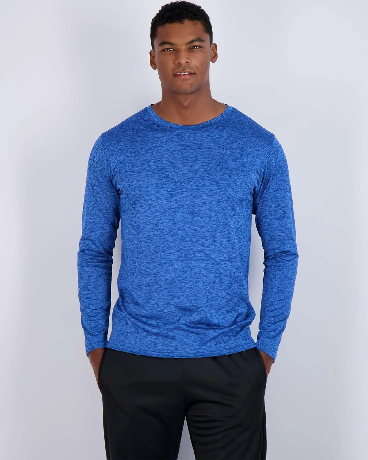 Real Essentials 4 Pack: Men's Dry-Fit UV Moisture Wicking UPF 50  SPF Sun Protective Fishing Hiking Active Long Sleeve Shirt