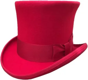 Red Wool Felt High Top Hat Costume Top Hat Lady Girl Party Hat Dress Flat Caps for Women L 59cm