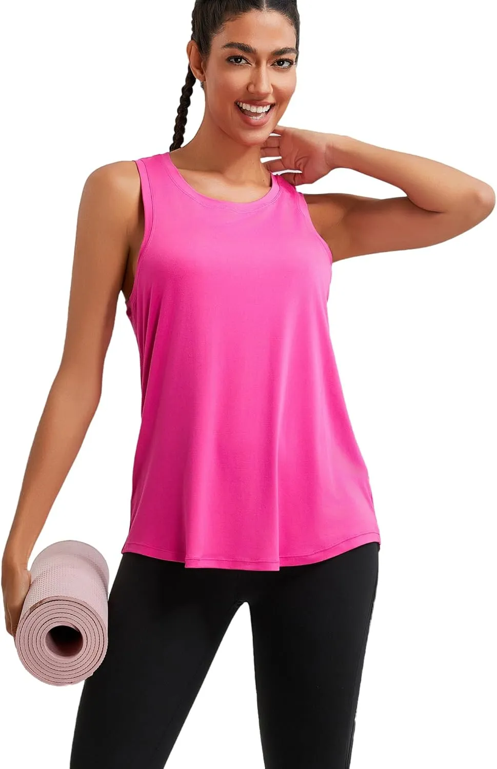 RUNNING GIRL Women's Sleeveless Workout Tops, Loose Fit Active Tennis Yoga Shirts Athletic Running Tank Tops for Women