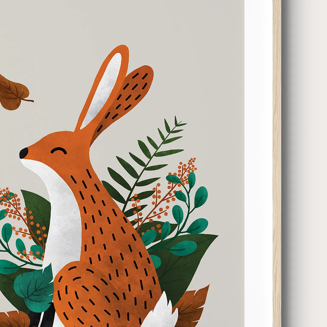 Scandi Hare Neutral Nursery Print