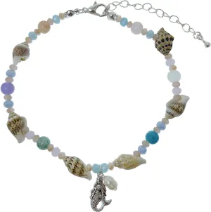 Sealife Theme Seashell Freshwater Pearl Bead Anklet