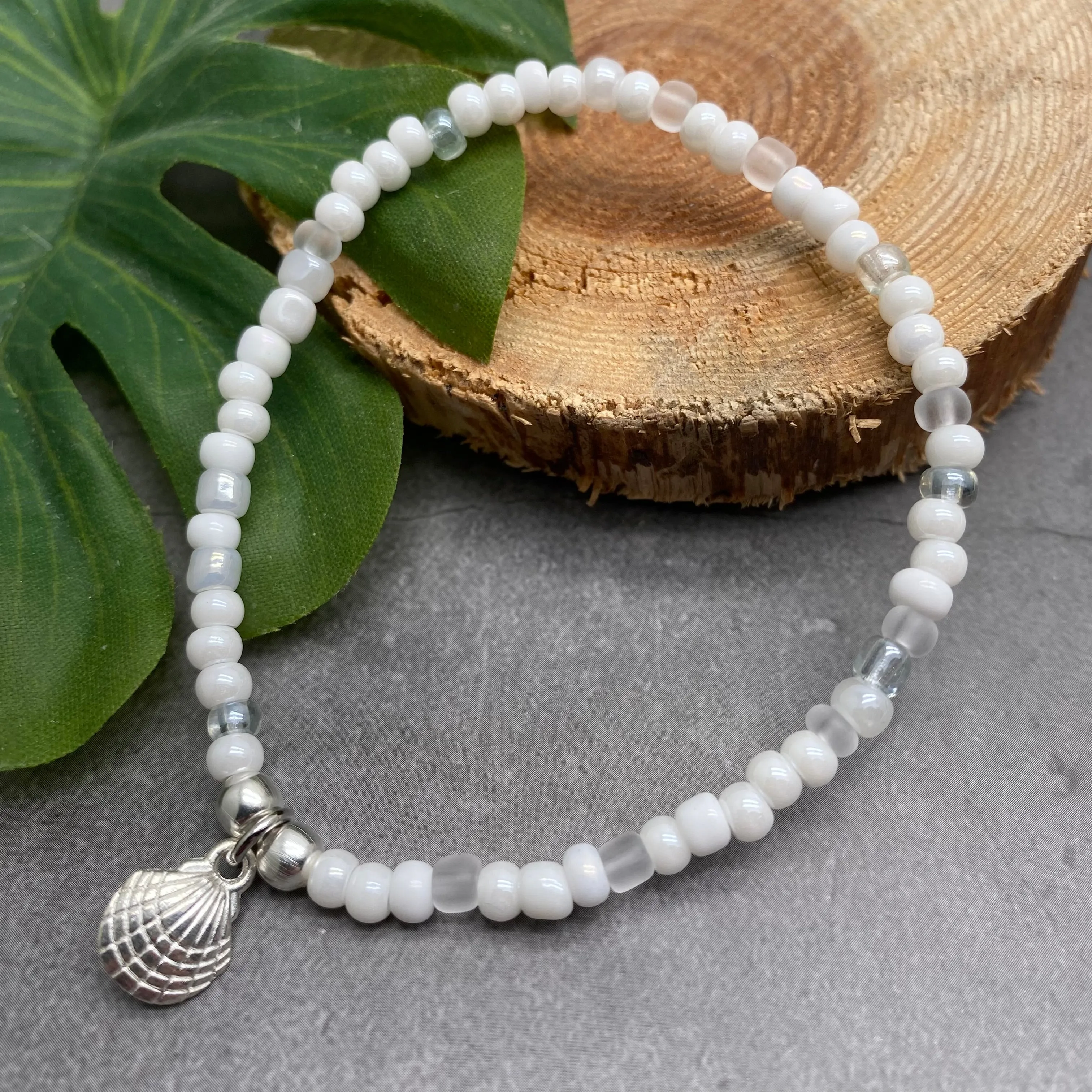 Shell Charm Bead Bracelet - Colour Choice