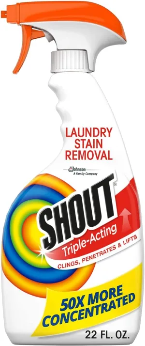 Shout Active Enzyme Laundry Stain Remover Spray, Triple-Acting Formula Clings, Penetrates, and Lifts 100  Types of Everyday Stains - Prewash Spray 22oz