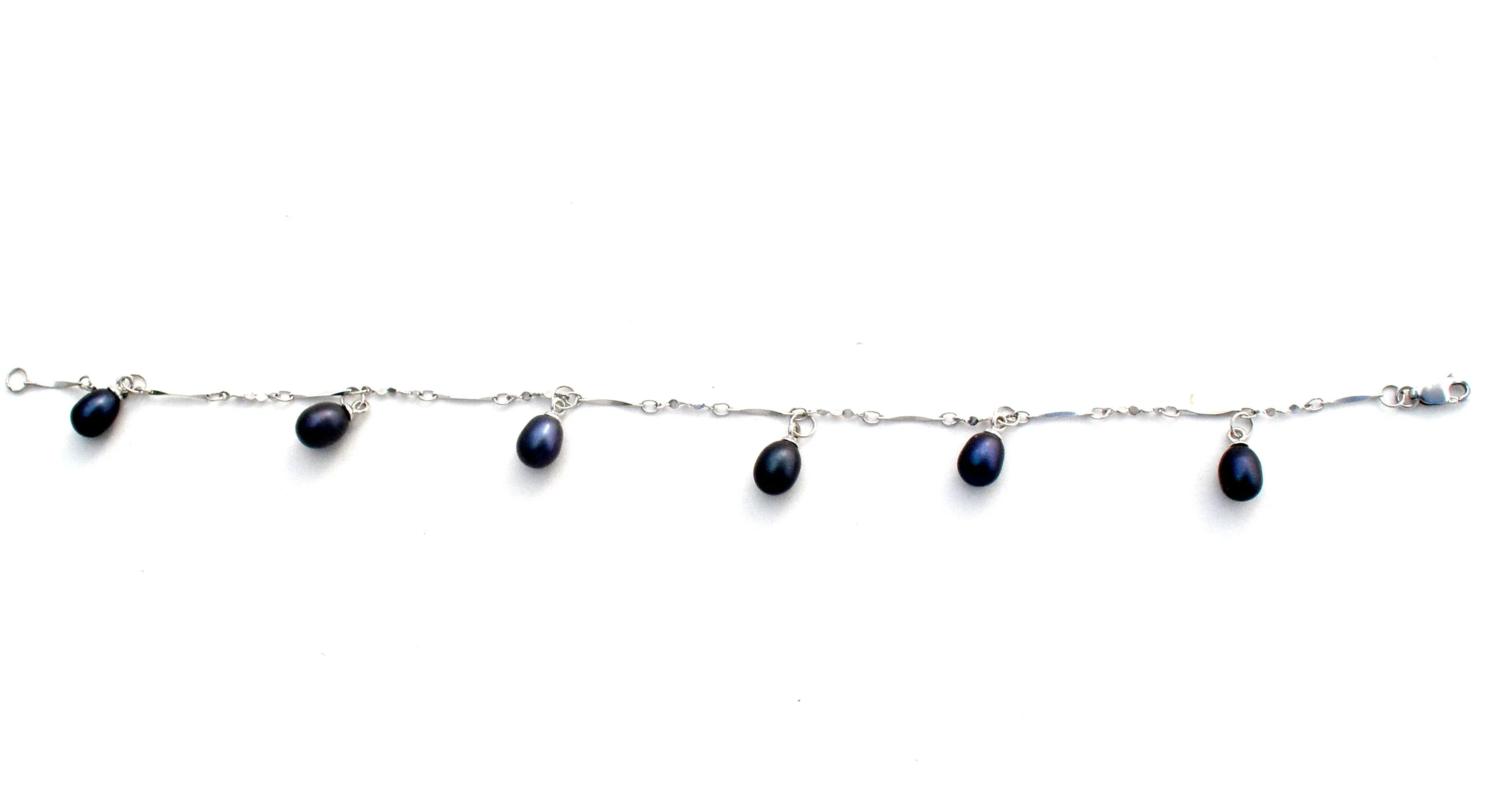 Sterling Silver Blue Pearl Bracelet 9"