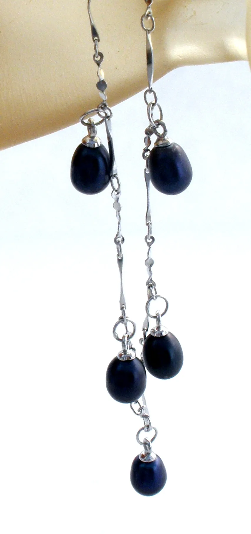 Sterling Silver Blue Pearl Bracelet 9"