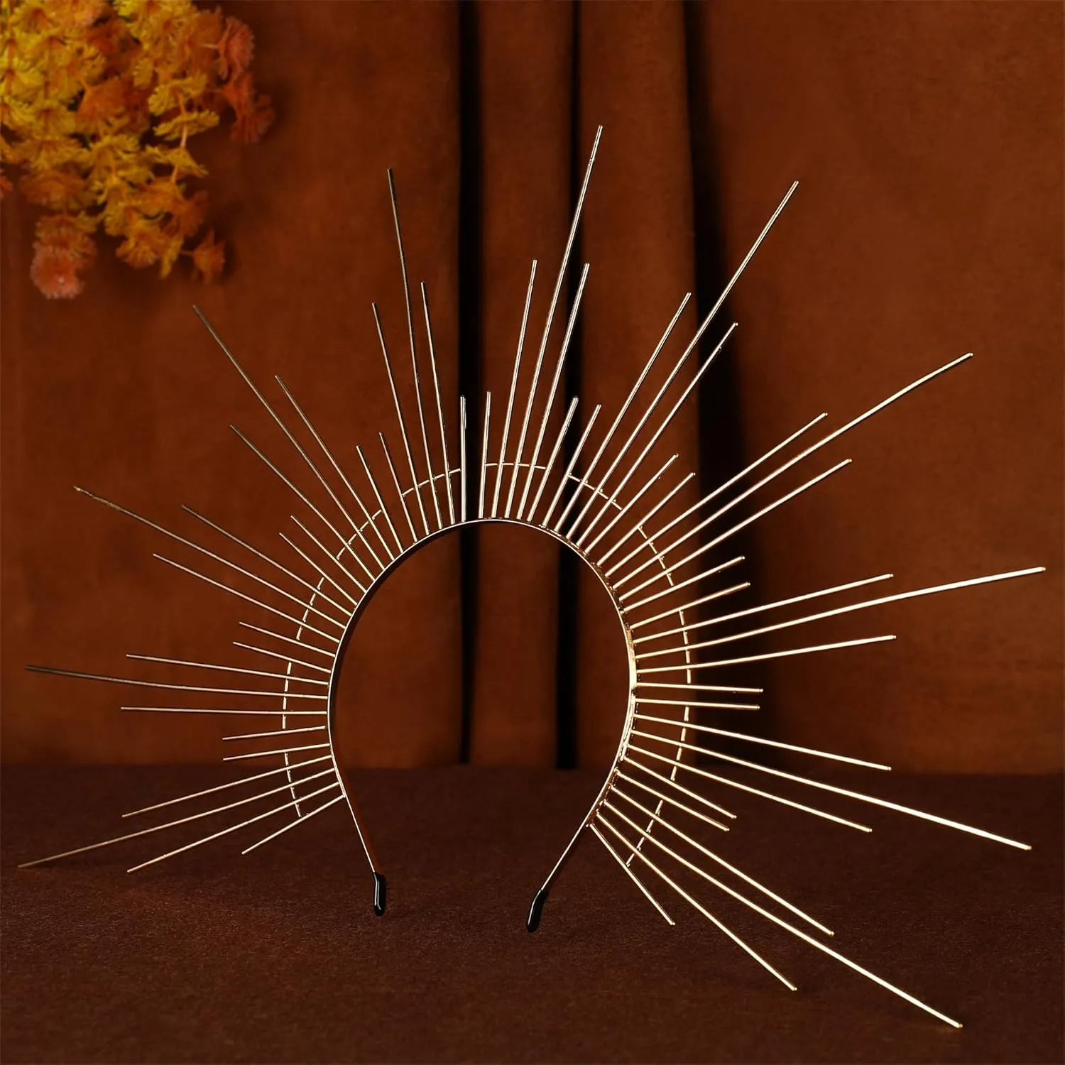 Sun Goddess Halo Crown - Renfaire Sunburst Spikes Headpiece for Women Renaissance Cosplay Costume
