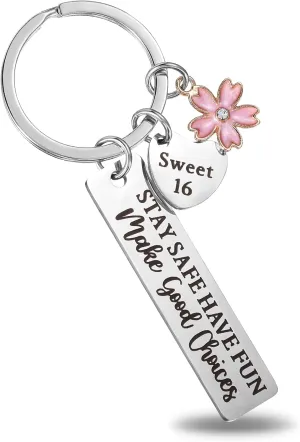 Sweet 16 Keychain for Girls, 16th Birthday Gifts for Girls, Sweet Sixteen Gifts for 16 Year Old Girl, Sweet 16 Party Decorations Birthday Presents for Women Sister Daughter