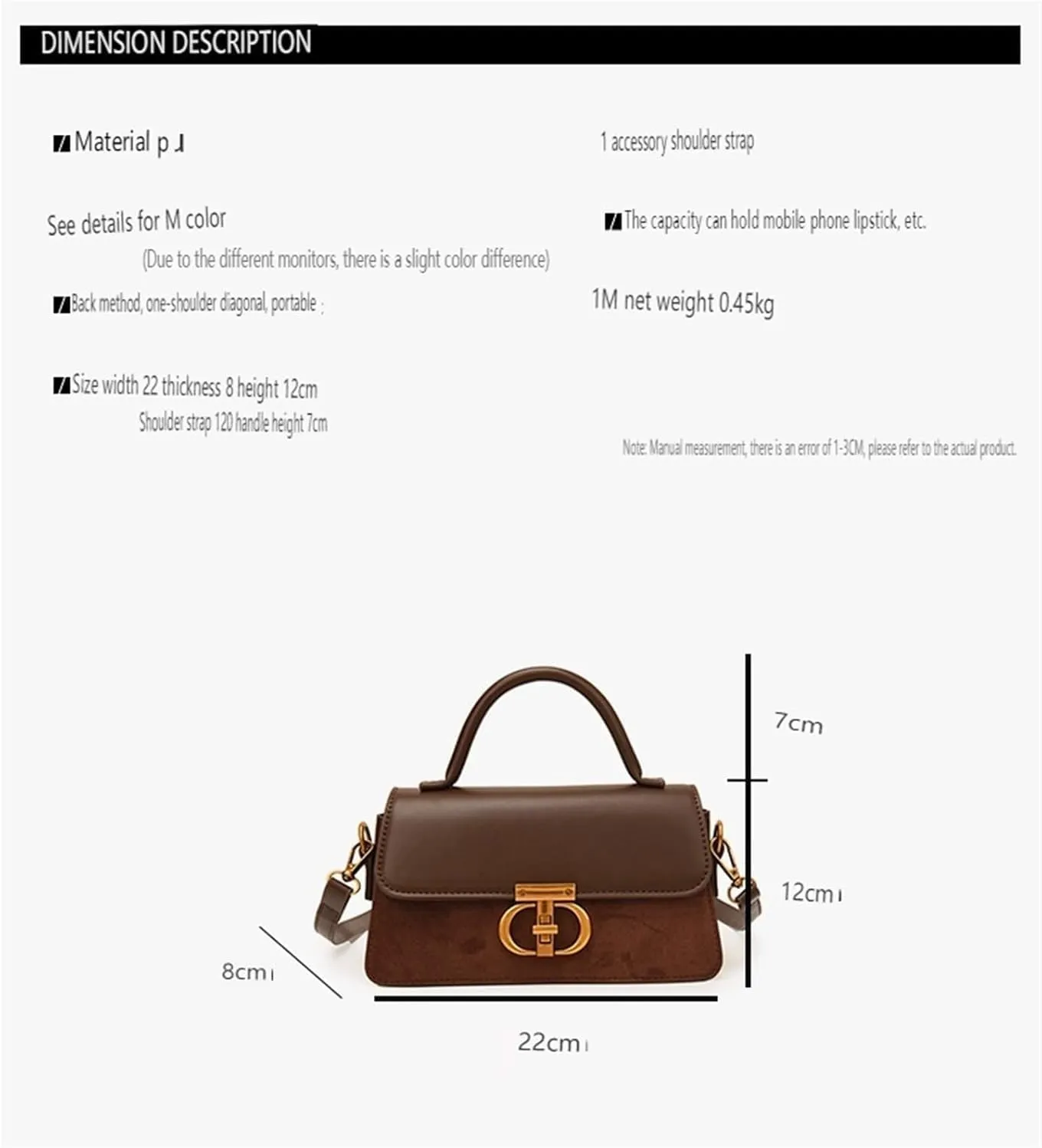 Underarm Shoulder Handbag, Crossbody Bag, Premium Feeling Minimalist Women's Bag, Shoulder Bag (Brown)