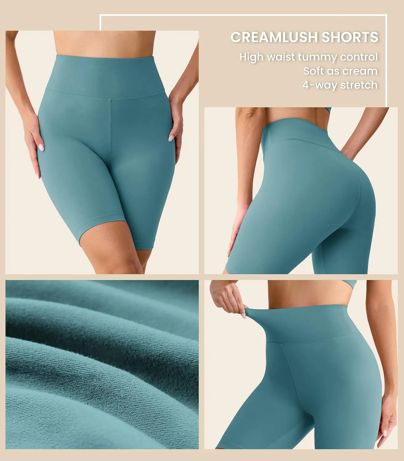 VALANDY Creamlush 4 Pack Biker Shorts Women-8" High Waisted Stretchy Soft Yoga Lounge Shorts
