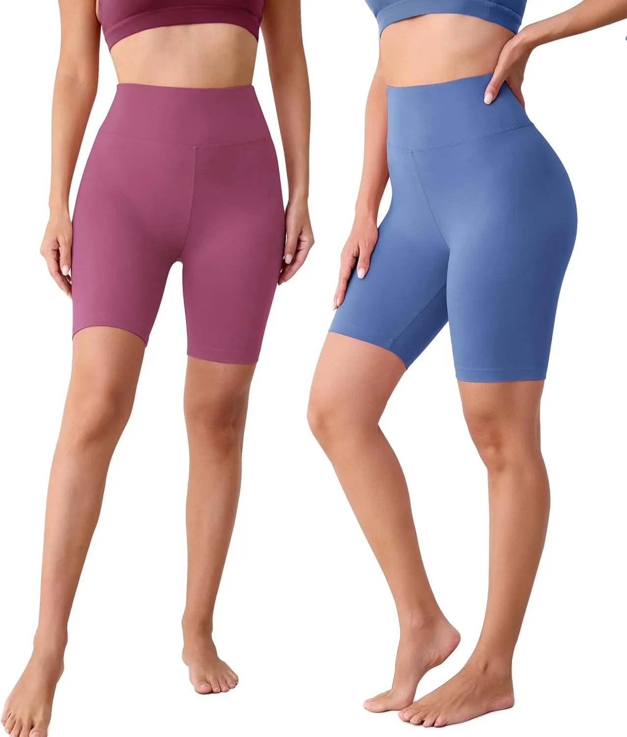 VALANDY Creamlush 4 Pack Biker Shorts Women-8" High Waisted Stretchy Soft Yoga Lounge Shorts