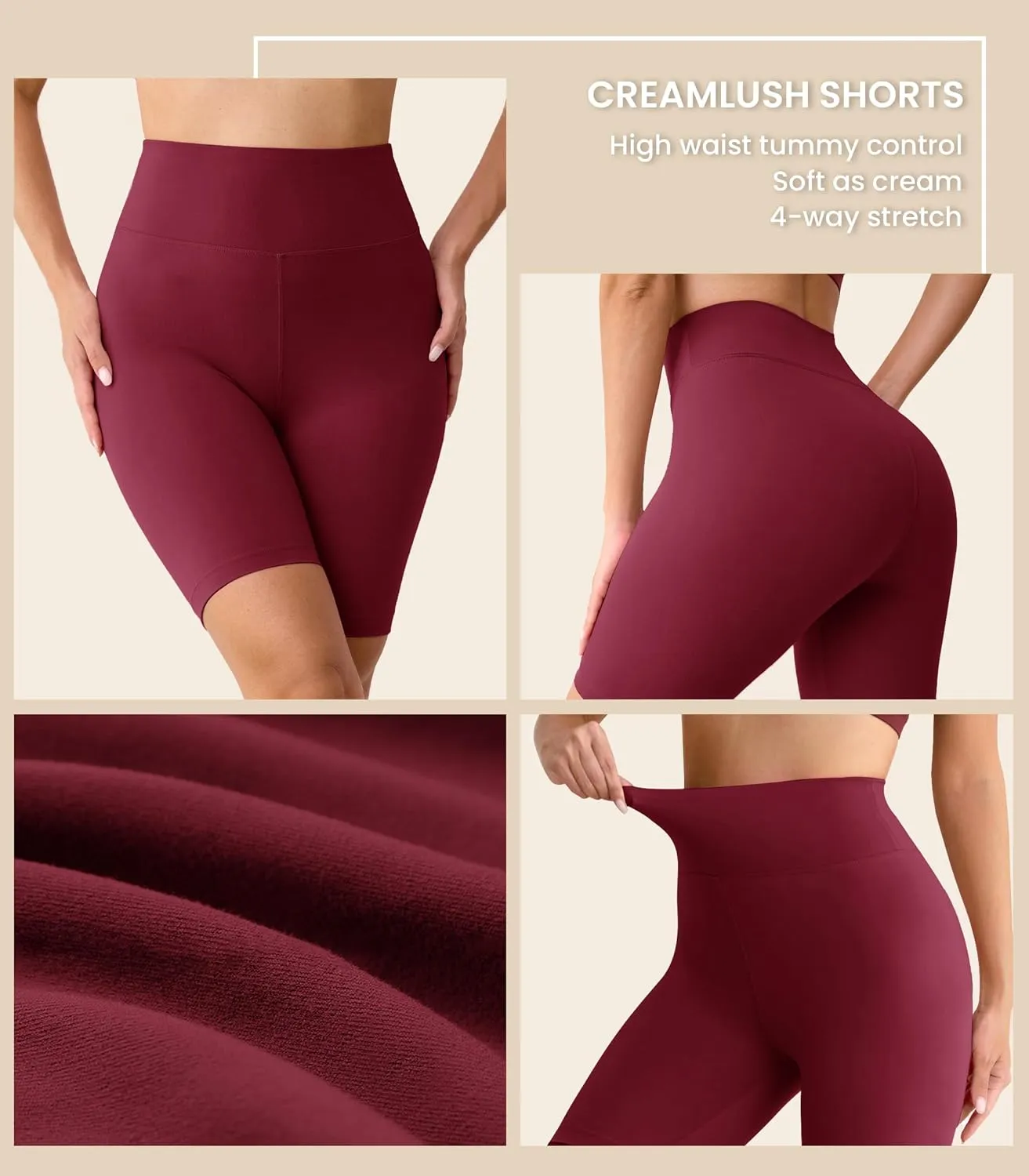 VALANDY Creamlush 4 Pack Biker Shorts Women-8" High Waisted Stretchy Soft Yoga Lounge Shorts