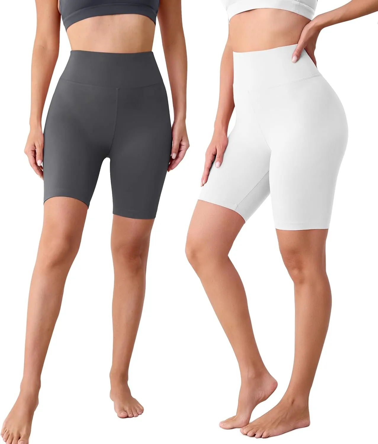 VALANDY Creamlush 4 Pack Biker Shorts Women-8" High Waisted Stretchy Soft Yoga Lounge Shorts