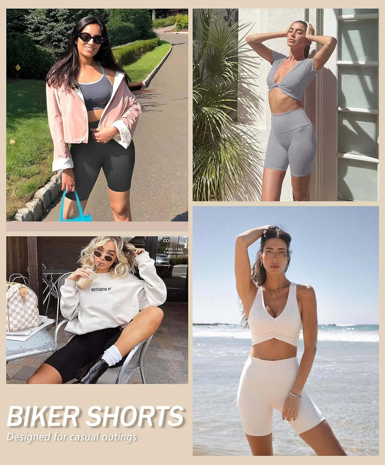VALANDY Creamlush 4 Pack Biker Shorts Women-8" High Waisted Stretchy Soft Yoga Lounge Shorts