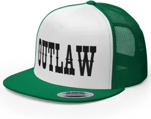 Western Outlaw Trucker Hat Flat Bill High Crown Adjustable Cowboy Rodeo Cap